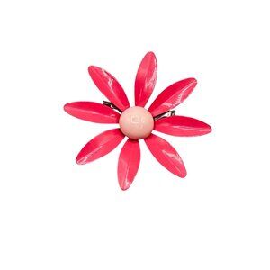 Vintage Enamel Flower Pin Brooch Pink Daisy Pink Center Fun Flower Jewelry